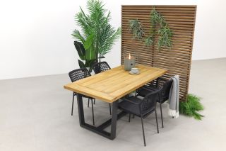 Barista - antraciet/Murano teak - 180x90 cm. - tuinset 5-delig