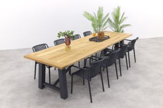 Stripe/Keltex tuinset-teak/aluminium-antraciet-330x101 cm.