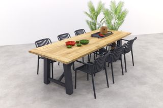 Stripe/Keltex tuinset-teak/aluminium-antraciet-265x101 cm.