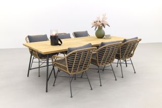 GI Margriet - Naturel / Taste Lano teak 240 cm. - 7-delige tuinset