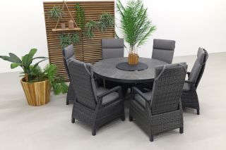 Darwin wicker antraciet/Perth 150 cm. - Ronde tuinset