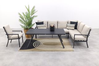 Sergio lounge dining set met stoel - Carbon/Desert - 3-delig rechts