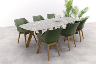 Hartman Sophie Moss Green/Montana Deens ovale tuinset teak - 240x103 cm. - 7-delig