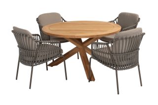 4 Seasons Capalbio/Prado ronde tuinset Ø130 cm. - terre/teak