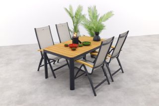 Hartman Monza/General teak verstelbare tuinset- 160 x 90 cm. - 5-delig 