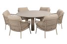 4 Seasons Sardinia/Donato low dining tuinset Ø160 cm. (7-delig) - Latte