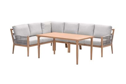 GI Sardinia lounge-dining set (5-delig) -  Aluminium Teak look/Zand