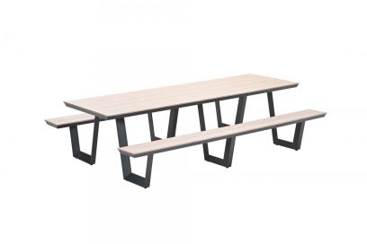 GI Bell picknicktafel 280x178 cm. - Carbon black/Light Teak look