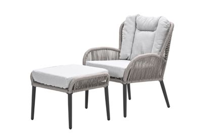 GI Andorra loungestoel + hocker - Taupe/Zand