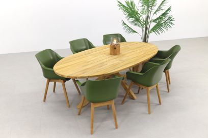 Sophie Studio Moss Green teak/Prado Ellips 240x115 cm - Ovale tuinset