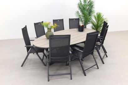 Hartman Napoli Xerix / GI Edison 280x140 cm. tafel - ovale verstelbare tuinset