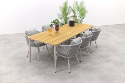 Ohio/Alaska tuinset - teak/aluminium - mokka -240x100 cm.