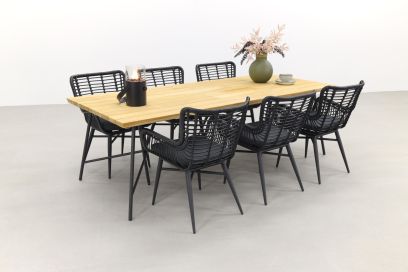 Jasmine - Black / Taste Lano teak 240 cm. - 7-delige tuinset