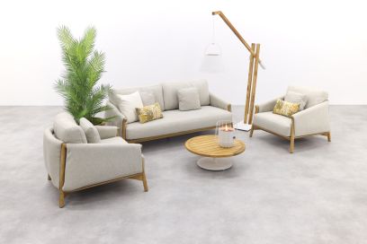 Suns Bellano/Volta stoel-bank loungeset - Natural Gravel/Teak - 4-delig