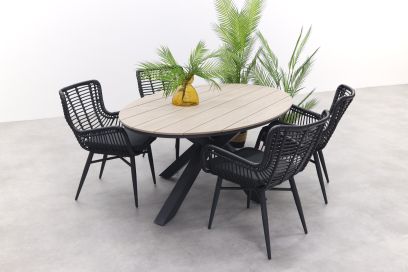 Jasmine Black / GI Edison 180 x 115 cm. tafel - ovale tuinset