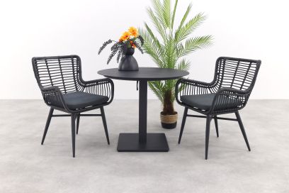 Suns Virenze aluminium Ø 90 cm./Jasmine Black - ronde balkonset