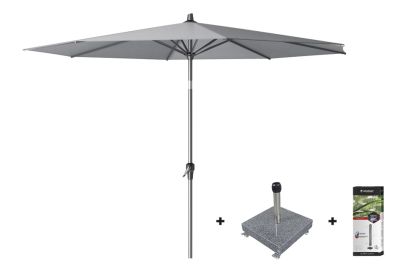 Van der Garde Platinum Riva stokparasol 3 m. rond - Premium - Manhattan Grey met voet en hoes aanbieding