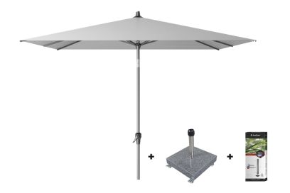 Platinum Riva stokparasol 2.5x2.5 - Light Grey met voet en hoes