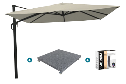 Nesling Coolfit zweefparasol 3x3 - wit - voet en hoes