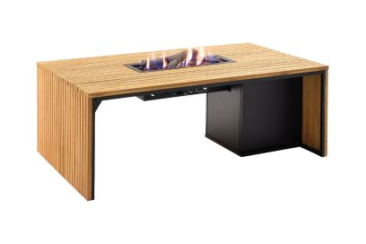 Cosibridge vuurtafel 140x80 cm. - Black/Teak - Incl. gratis glasset